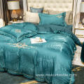 Green Luxury ashed silk jacquard embroidery bedding